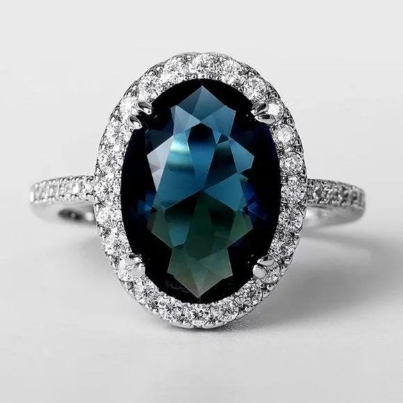 LONDON BLUE 925 STERLING SILVER DIAMOND RING - Picture 5 of 6